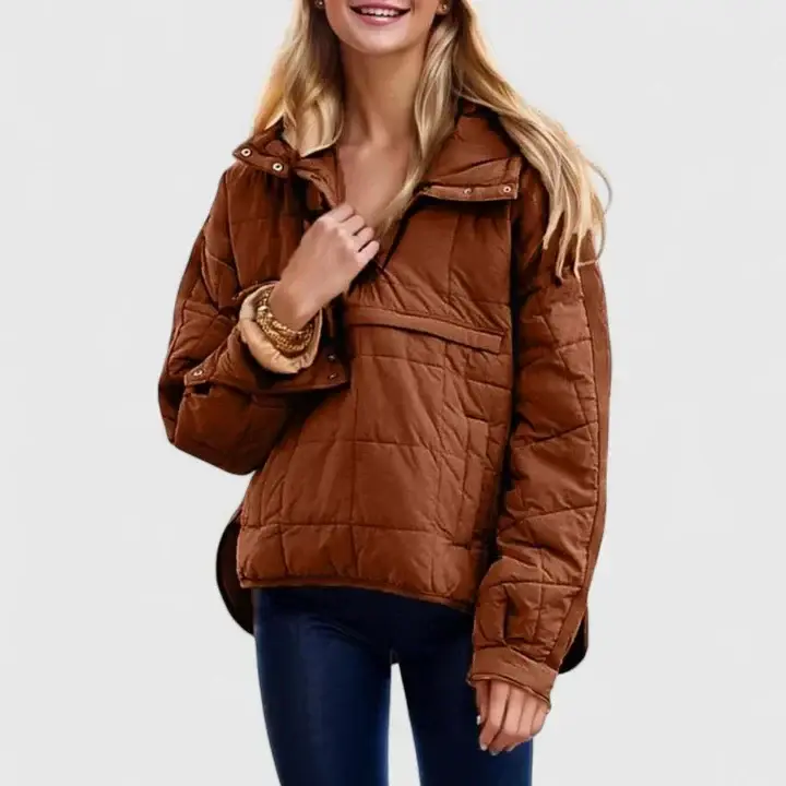 Fennara | Damen Steppjacke Oversize Pullover-Jacke
