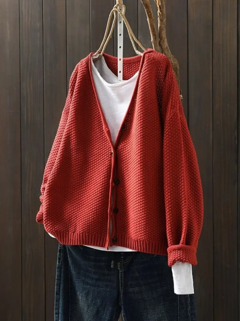 Feodora | Damen Strickjacke V-Ausschnitt Oversized