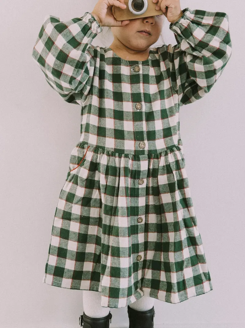 Fern Green Check Comfy Pocket Dress