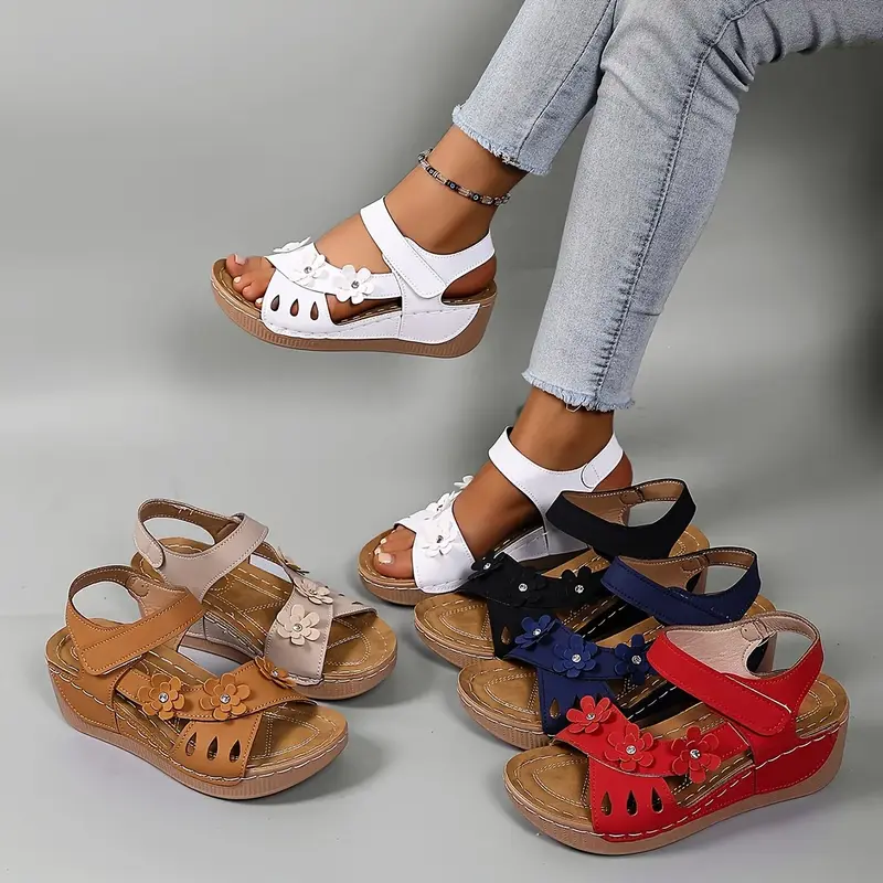 Fiorelia - florale Komfort-Keilsandalen