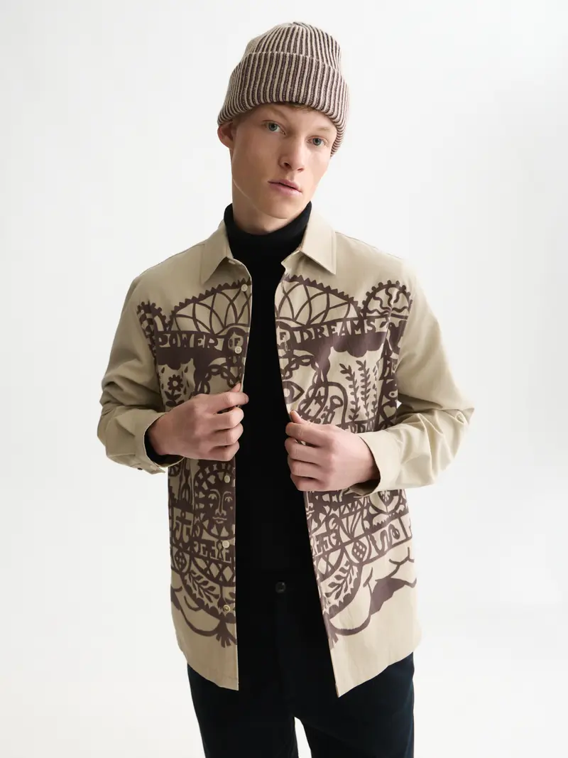 Flock Printed Relaxed-Fit Shirt