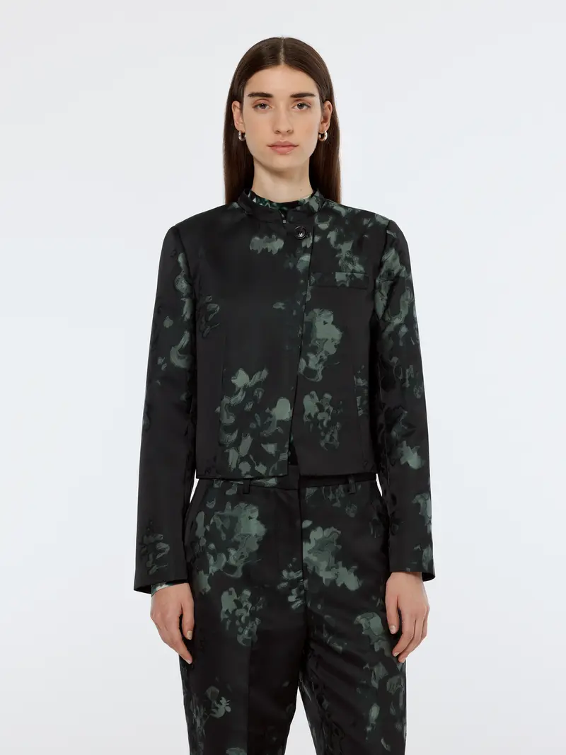 Floral Jacquard Cropped Blazer