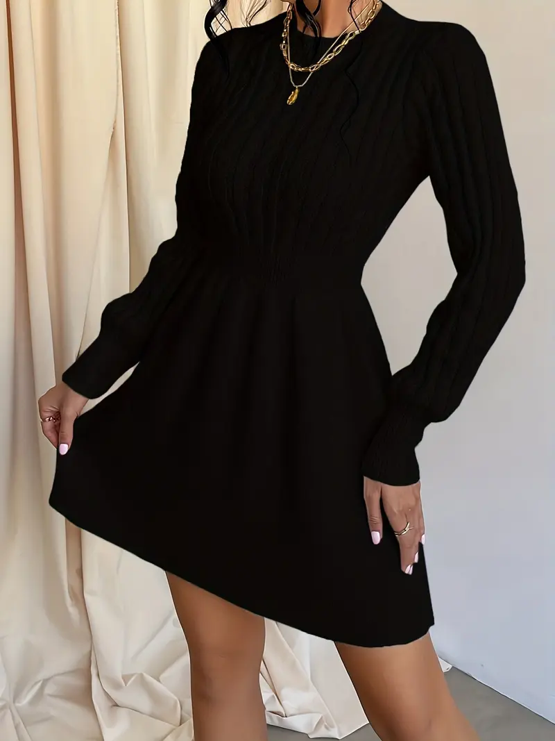 Frederike | Damen Strickkleid mit Zopfmuster, Mini