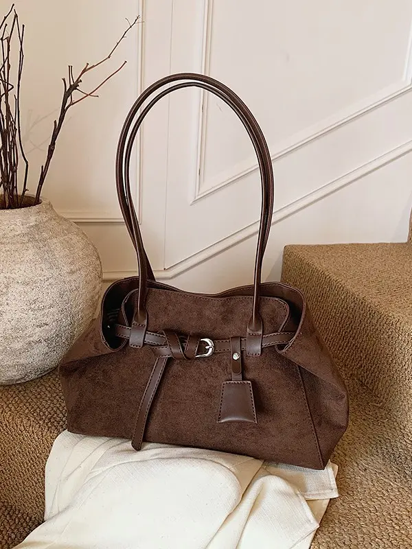 French Style Matte Baguette Shoulder Bag
