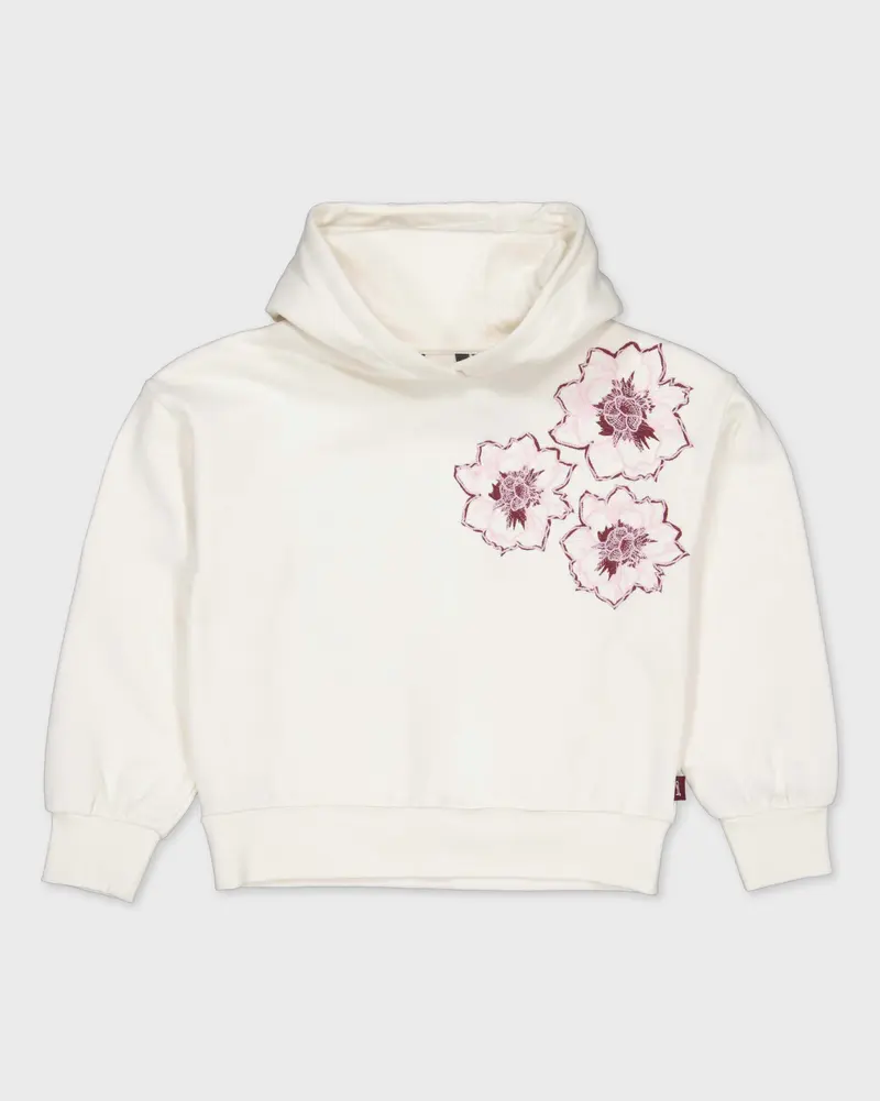 Gebroken witte hoodie met bloemenprint | Milk