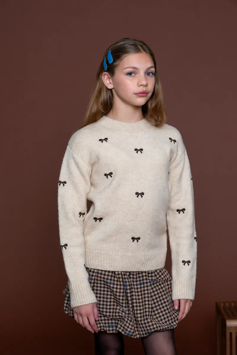 Geisha - Pullover little bow embroidery