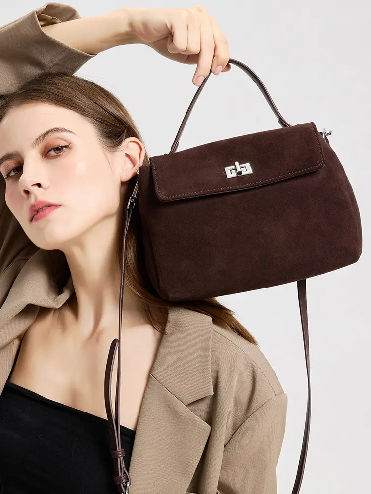 Genuine Leather Suede Crossbody Handbag