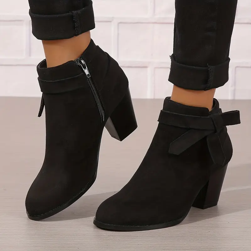 Gerda | Damen Stiefelette mit Schleife und Blockabsatz