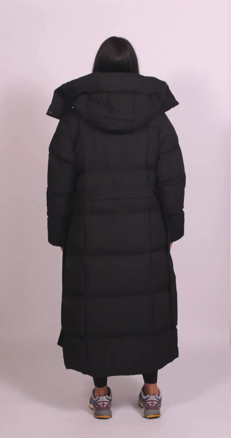 Gerlinde | Damen Langer Steppmantel mit Kapuze