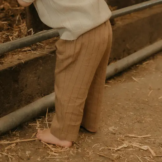 Gestreepte Linnen Broek – Sand