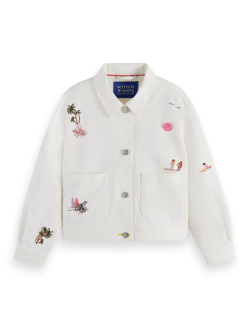 Girls' Chore Coat - Beach Scene