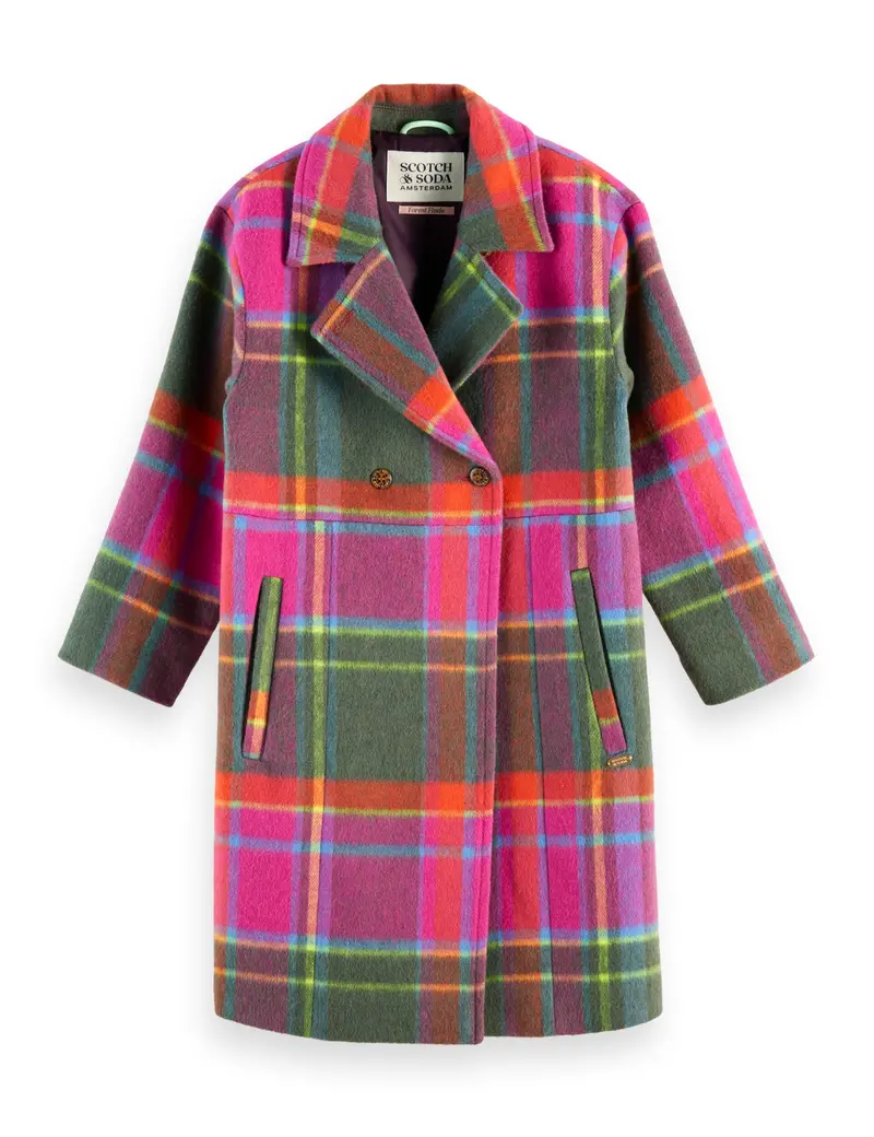 Girls' Oversized rainbow wool coat
