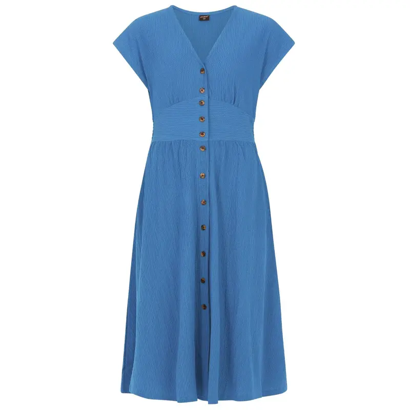 Gladio Blue v-hals midi jurk Nieve