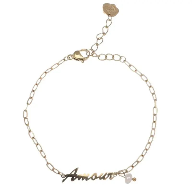 Goudkleurige Amour bracelet steel