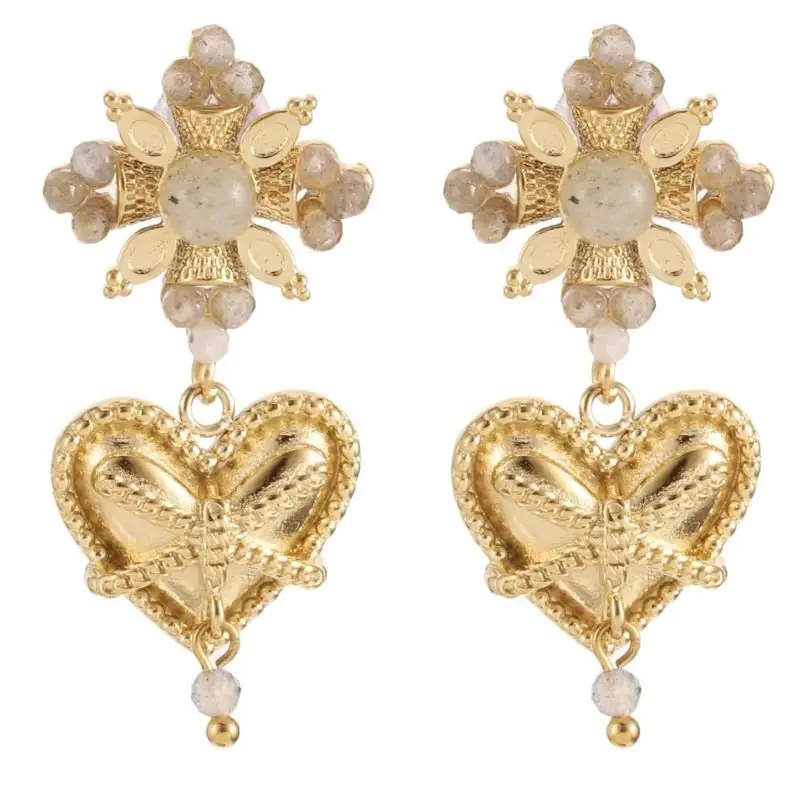 Goudkleurige luxe hartjes earring
