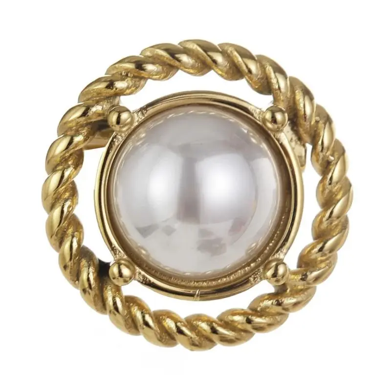 Goudkleurige vintage parel broche