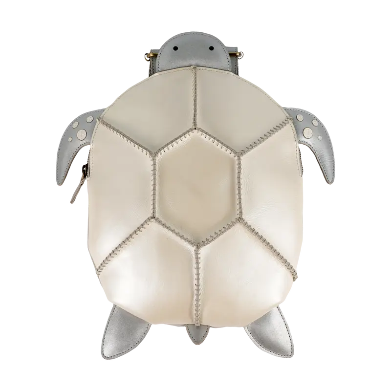 Gozo Backpack | Shimmer Turtle | Silver Grey Metallic Leather