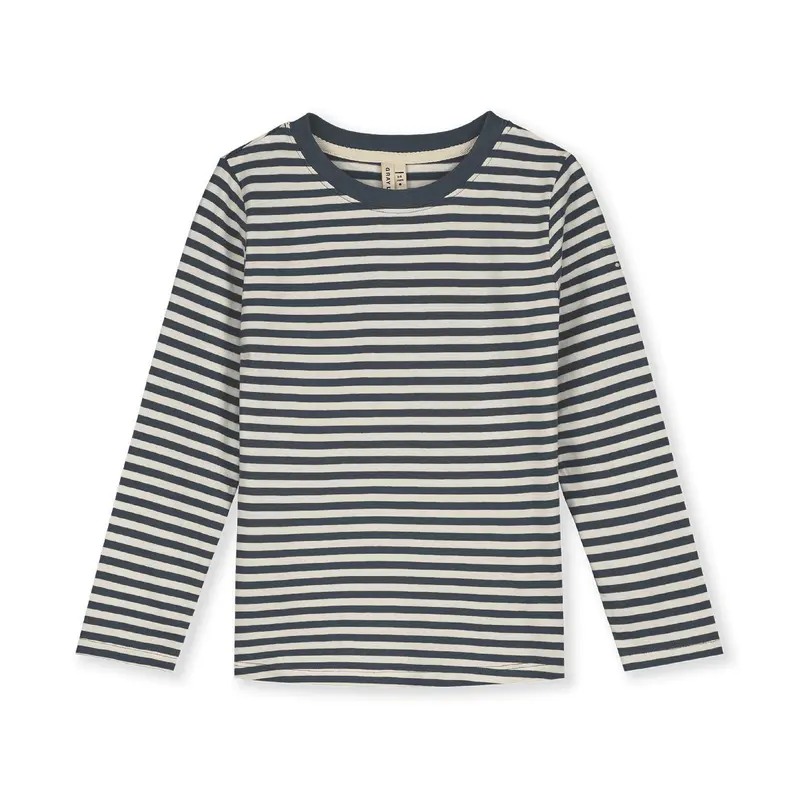 Gray Label Striped Long Sleeve Shirt Blue Grey - Cream
