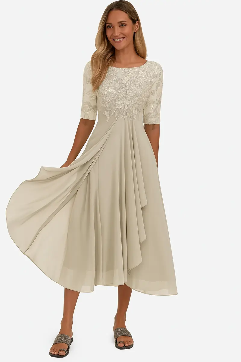 Greta | Damen Sommer A Linie Midi Kleid