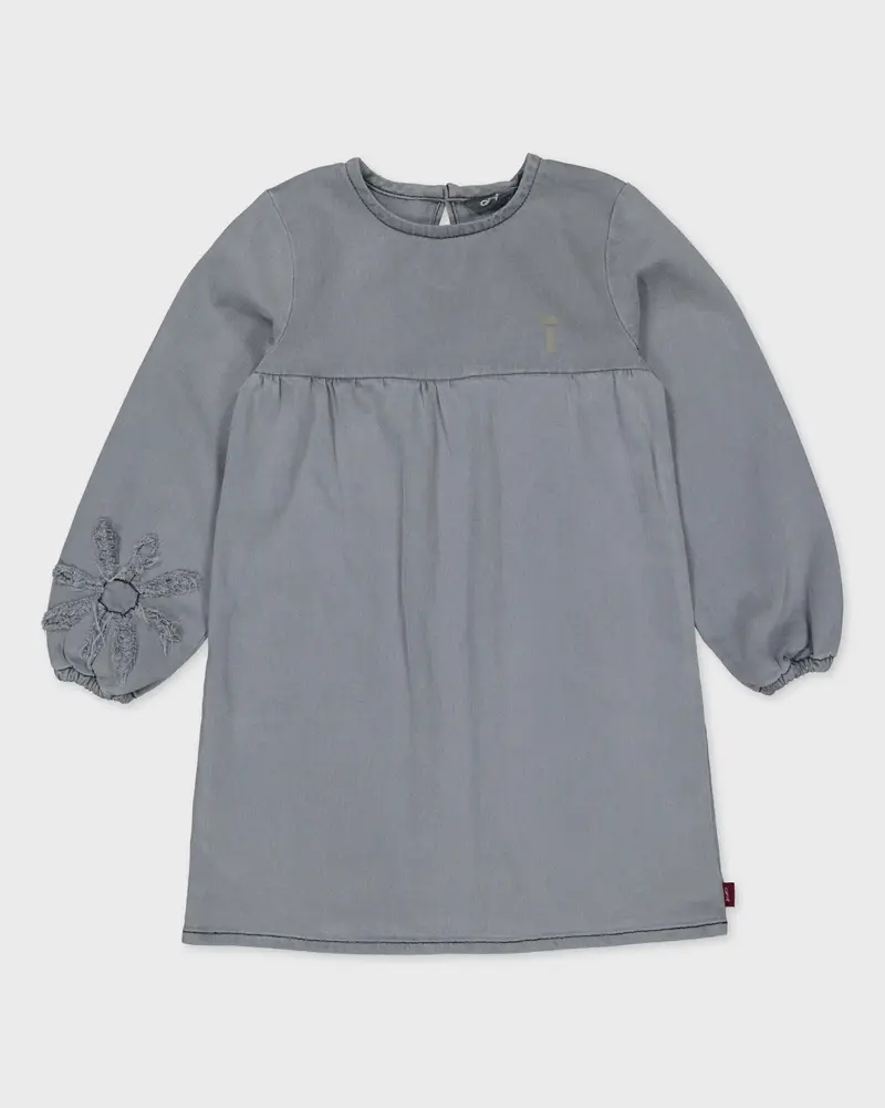 Grijsblauwe jurk met pofmouwen | Grey