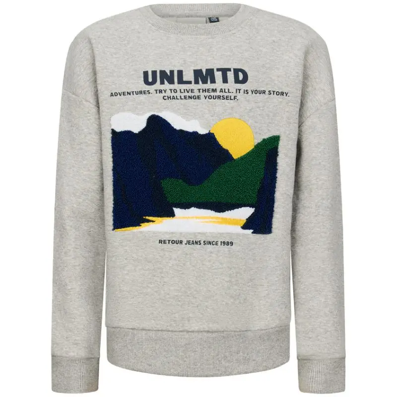 Grijze sweater met borstprint Edo