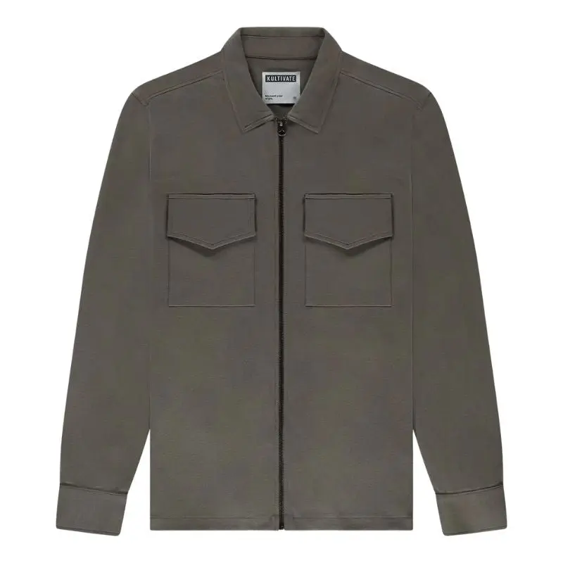 Groen regular fit shirt Luxury Zip