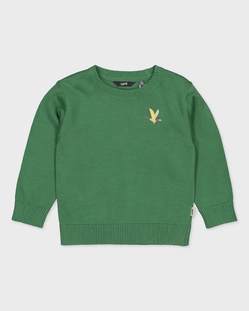 Groene gebreide trui met borduurtje | Gras Green