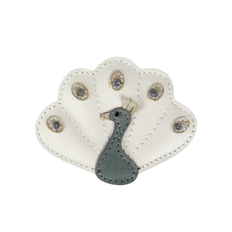 Guar Clip | Peacock | Off White Metallic Leather