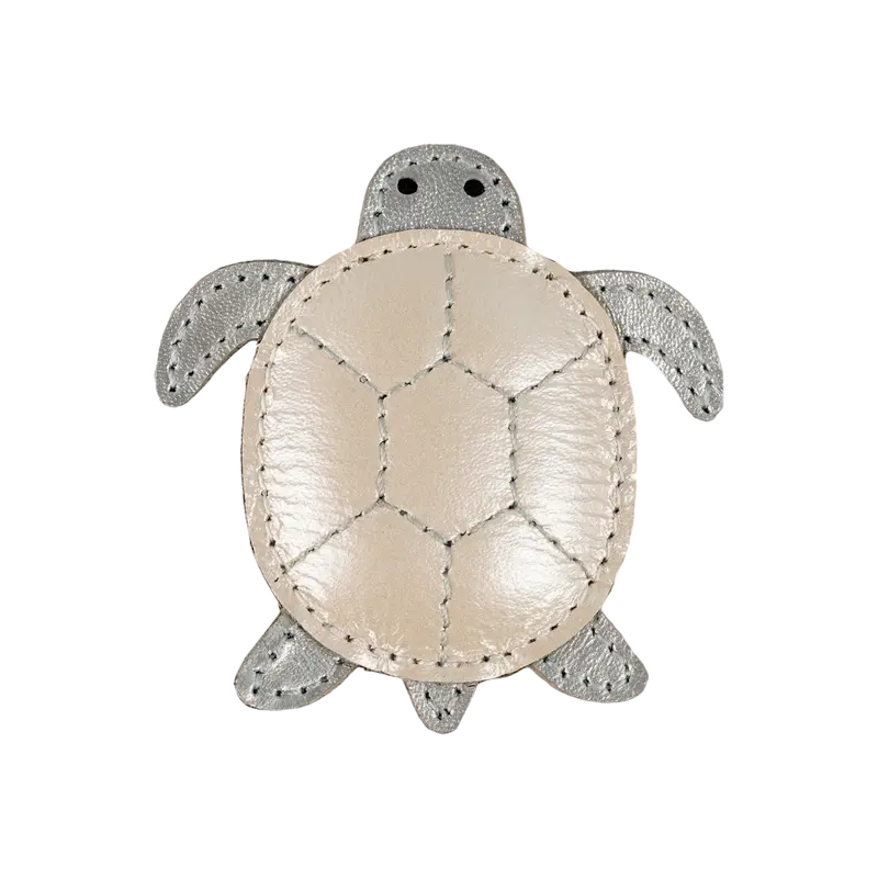Gurt Hairclip | Shimmer Turtle | Silver Grey Metallic Leather