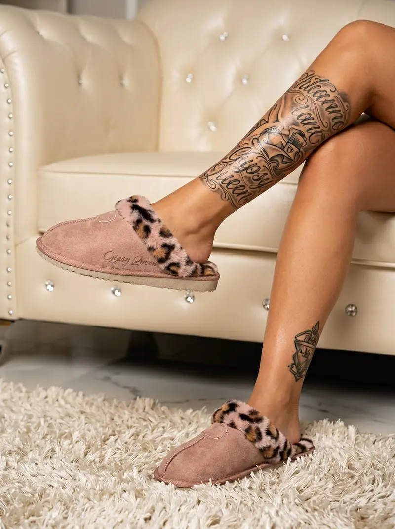 Gypsy Queen | Dames Pantoffel — Luipaard & Roze