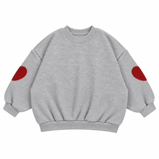 Heart Patch Sweatshirt Grey Melange