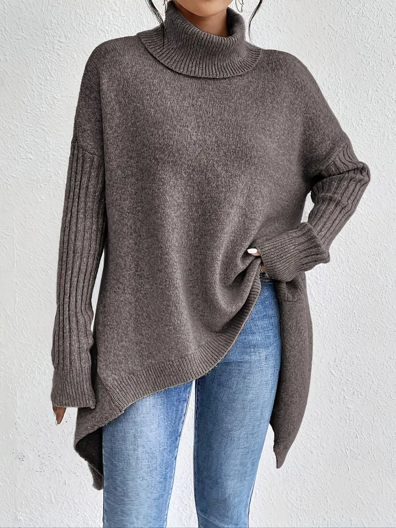 Hedrun | Damen Rollkragenpullover Oversize Strickpullover
