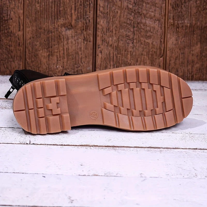 Helga | Damen Schnürstiefel Schwarz mit Blockabsatz
