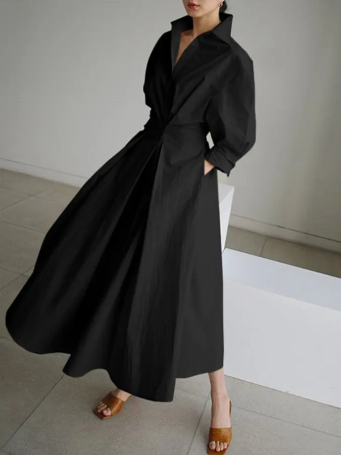 Henley | Drapiert Maxikleid