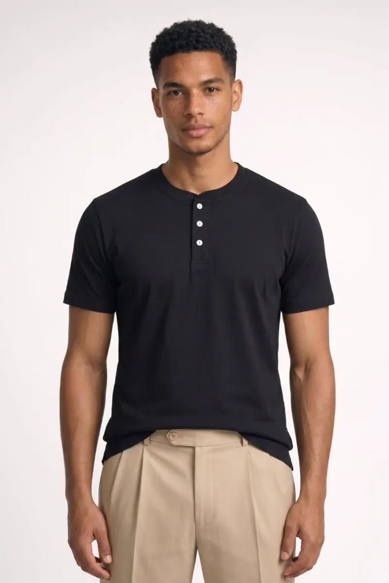 Henley T-Shirt Herren Kurzarm Basic