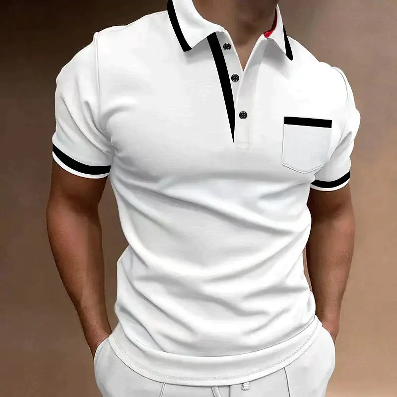 Herren Kragen mit Brusttasche Poloshirt