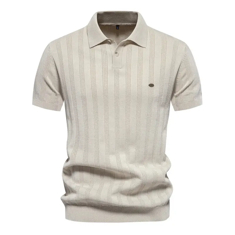 Herren Kurzarm Rippstrick Poloshirt