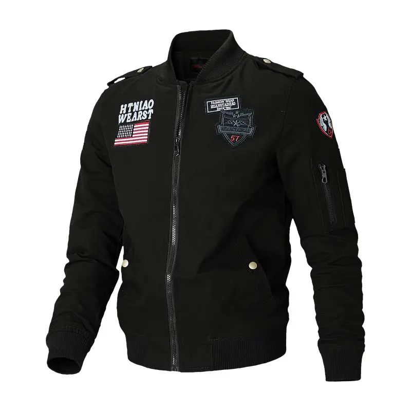 Herren Langarm Bomberjacke mit Taschen