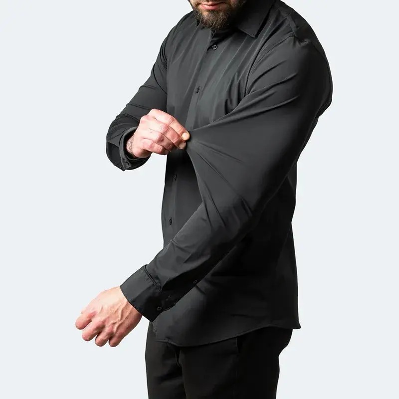 Herren Langarm Button Down Business Hemd mit Knopfverschluss