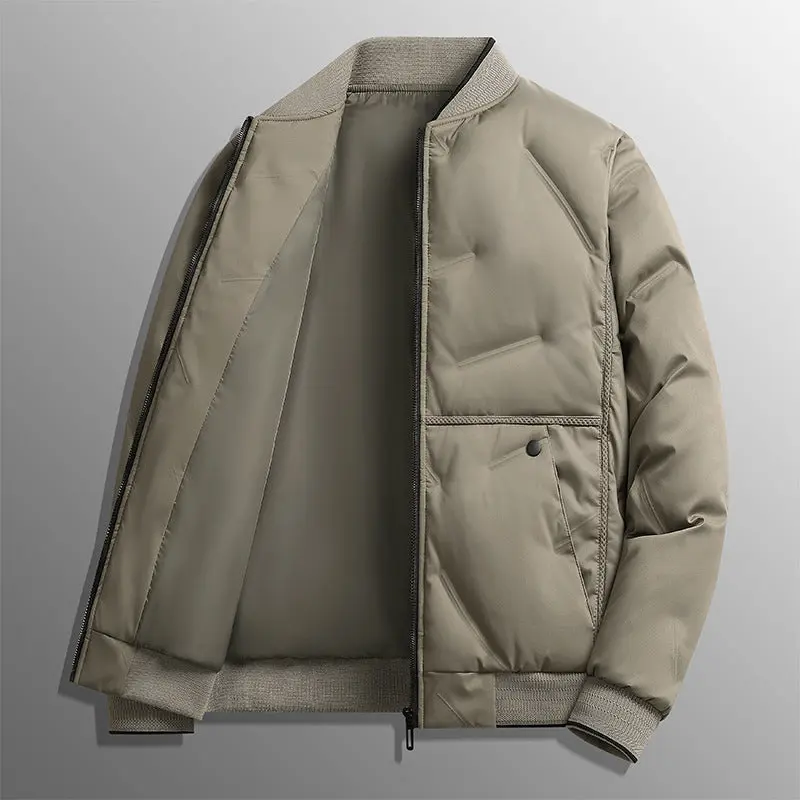 Herren Langarm Steppjacke mit Knöpfen und Taschen
