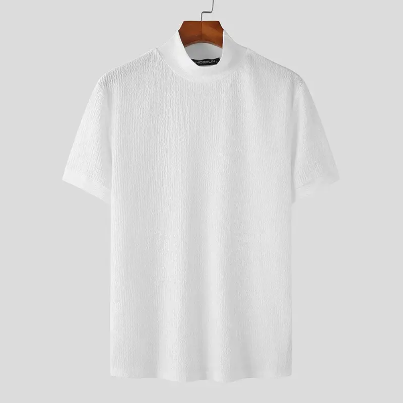 Herren Rollkragen Schlanke Passform T-Shirt