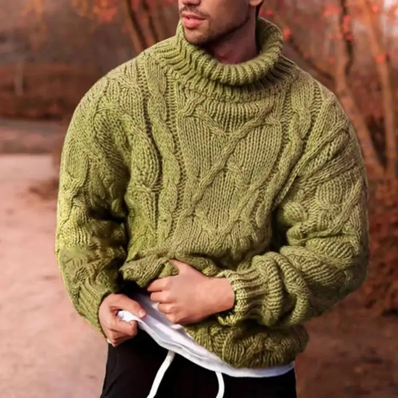 Herren Rollkragenpullover Dick Gestrickt Winterpullover Warmer Strickpullover