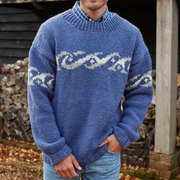 HERREN-RUNDHALS-STRICKPULLOVER -JACQUARD