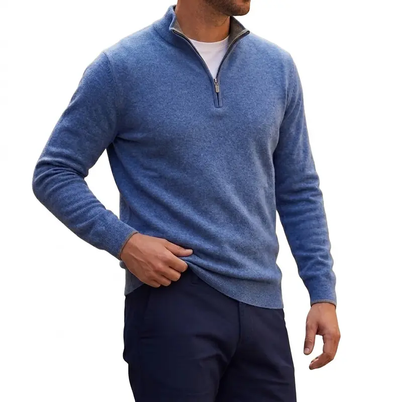 Herren-Strickpullover mit Viertelreißverschluss