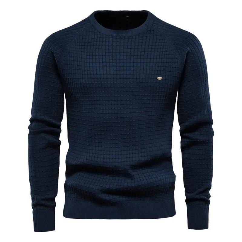 Herren Strukturierter Winterpullover Langarm Warmer Strickpullover Komfortabel