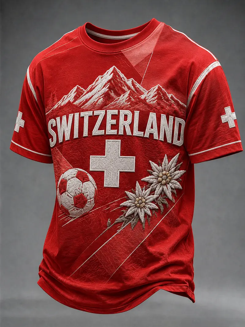 Herren-T-Shirt mit Schweizer Team-Fanprint