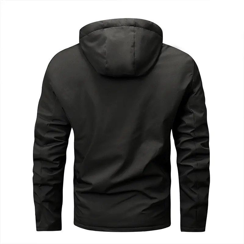 Herren winddichte Softshelljacke mit verstellbarer Kapuze und Innenfutter