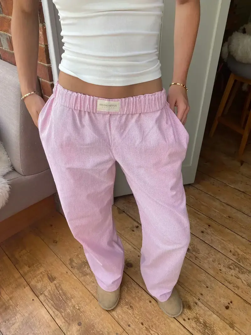 Hildeke | Damen Freizeithose Loungehose Rosa Gestreift