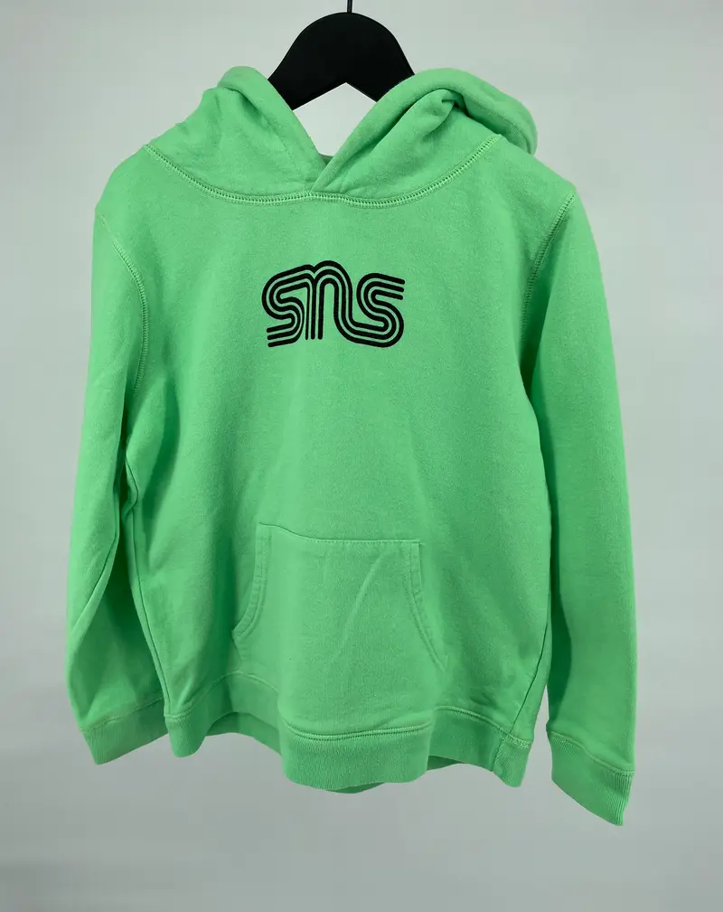 Hoodie Fluor Groen met Logo  Maat 140 / 146