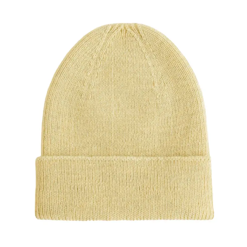 Hvid Fonzie Newborn Beanie Light Yellow